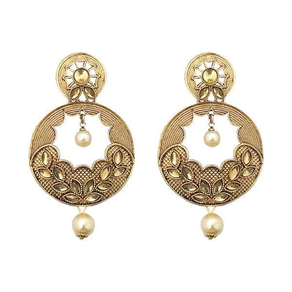 delicate hoop earrings for women-Kriaa Gold Plated Brown Kundan Dangler Earrings - 1310576