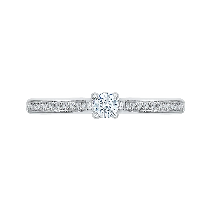 vintage diamond engagement rings-14K White Gold Round Cut Diamond Engagement Ring