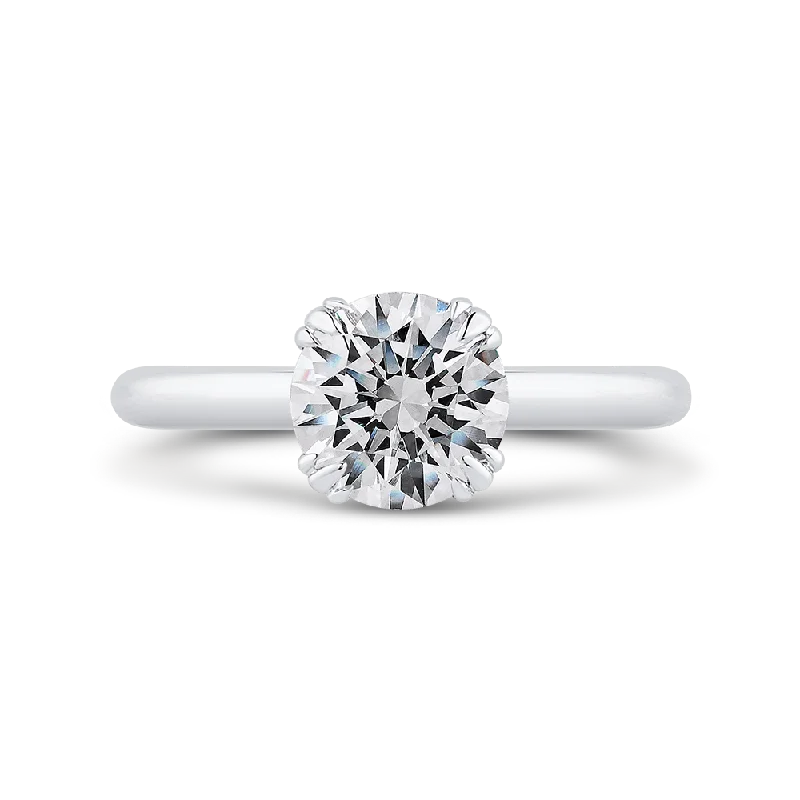 heirloom engagement rings-14K White Gold Round Diamond Engagement Ring (Semi Mount)