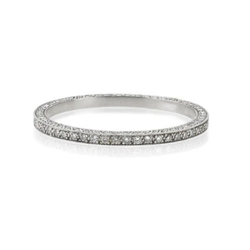 square-cut engagement rings-Platinum Vintage Eternity Wedding Band