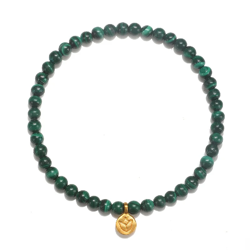 simple bracelets for women-Personal Evolution Lotus Malachite Gemstone Bracelet