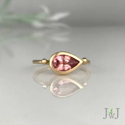 silver engagement rings for women-Pink Tourmaline Stacking Ring