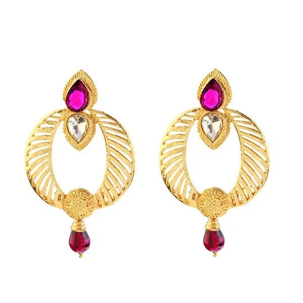 chic drop earrings for women-Kriaa Gold Plated Austrian Stone Dangler Earrings - 1307012A