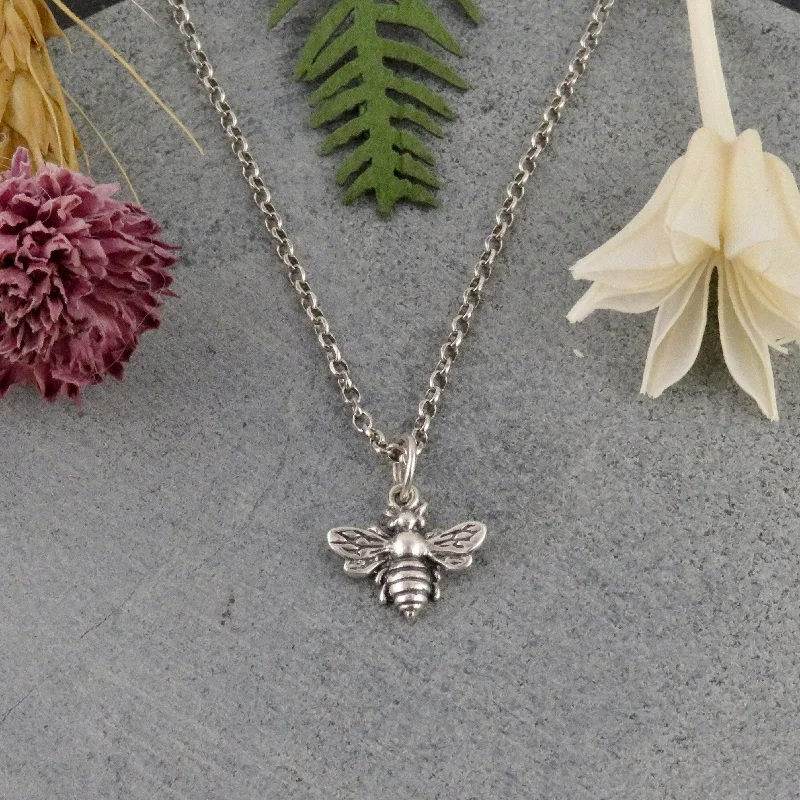 chic necklaces for women-Small Sterling Bee Necklace