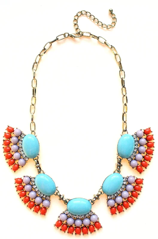 colorful gemstone necklaces for women-Fan Fringe Statement Necklace