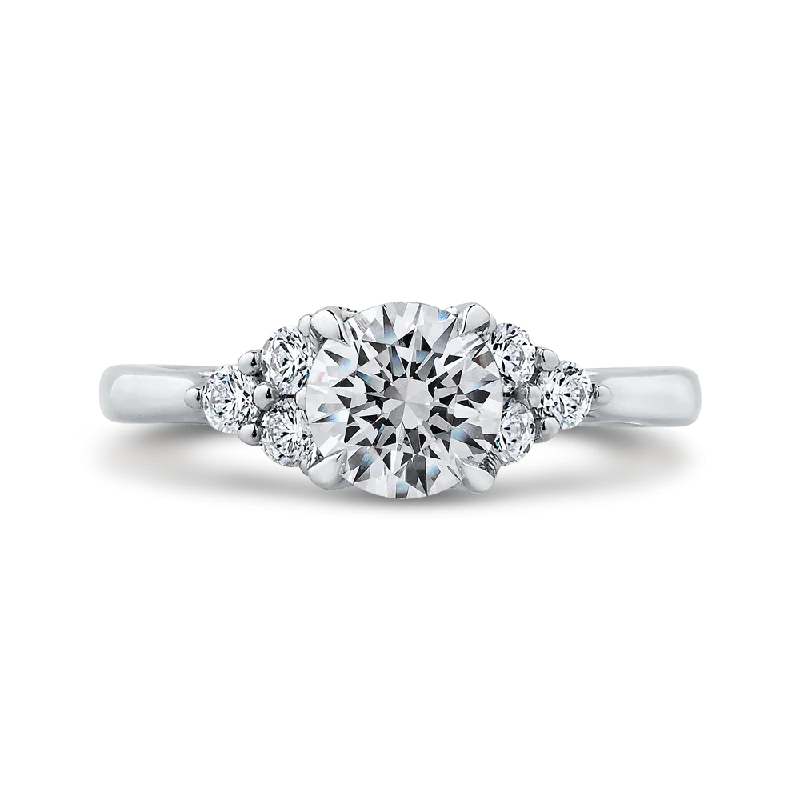 elegant diamond engagement rings-14K White Gold Round Diamond Classic Engagement Ring (Semi Mount)