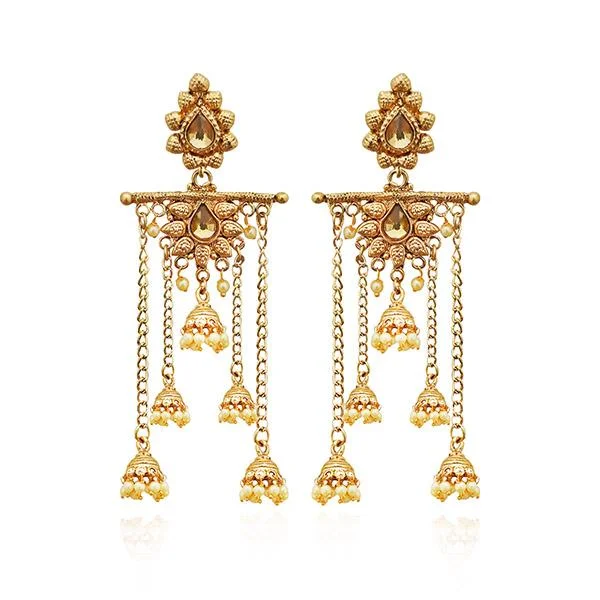 handcrafted earrings for women-Kriaa Gold Plated Brown Austrian Stone Dangler Earrings - 1310557A