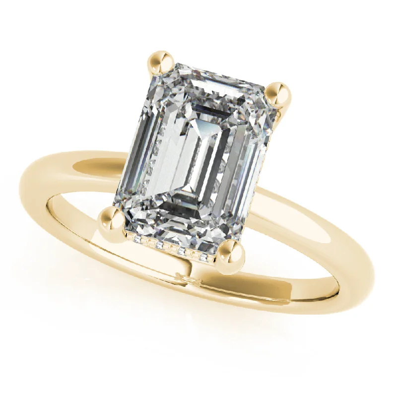 timeless engagement rings-Courtney Emerald Diamond Engagement Ring Setting with Hidden Halo