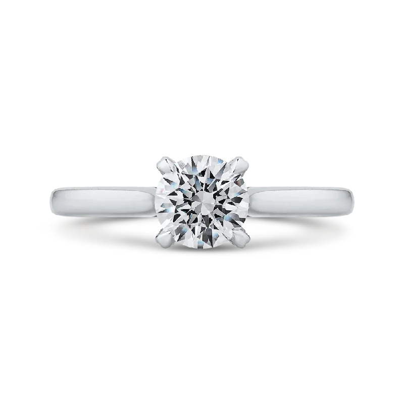 unique custom engagement rings-14K White Gold Round Diamond Classic Engagement Ring (Semi Mount)