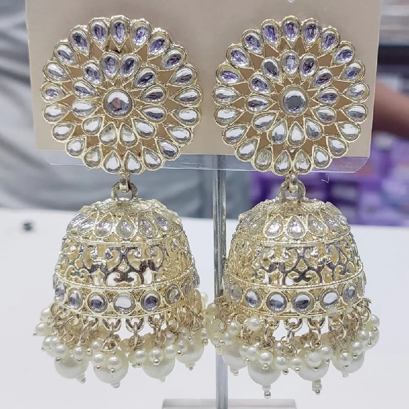 bohemian earrings for women-Manisha Jewellery Gold Plated Kundan Stone Jhumki Earrings