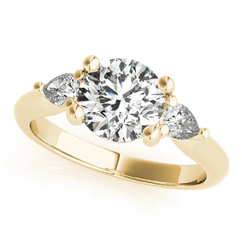 modern diamond engagement rings-Charlotte Round Diamond and Petite Pear Engagement Ring Setting