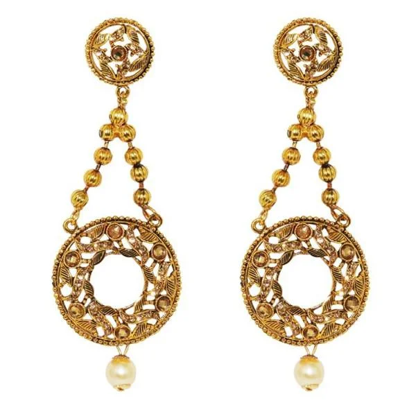 luxurious pearl drop earrings for women-Kriaa Brown Austrian Stone Dangler Earrings - 1309618