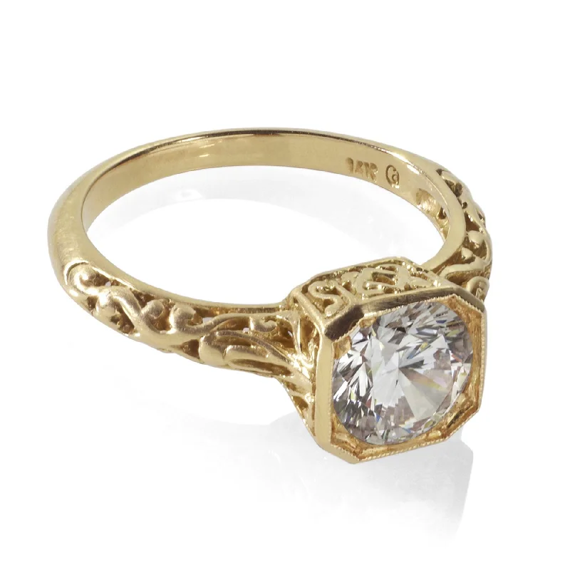 gold engagement rings-Vintage Reproduction Engagement Ring