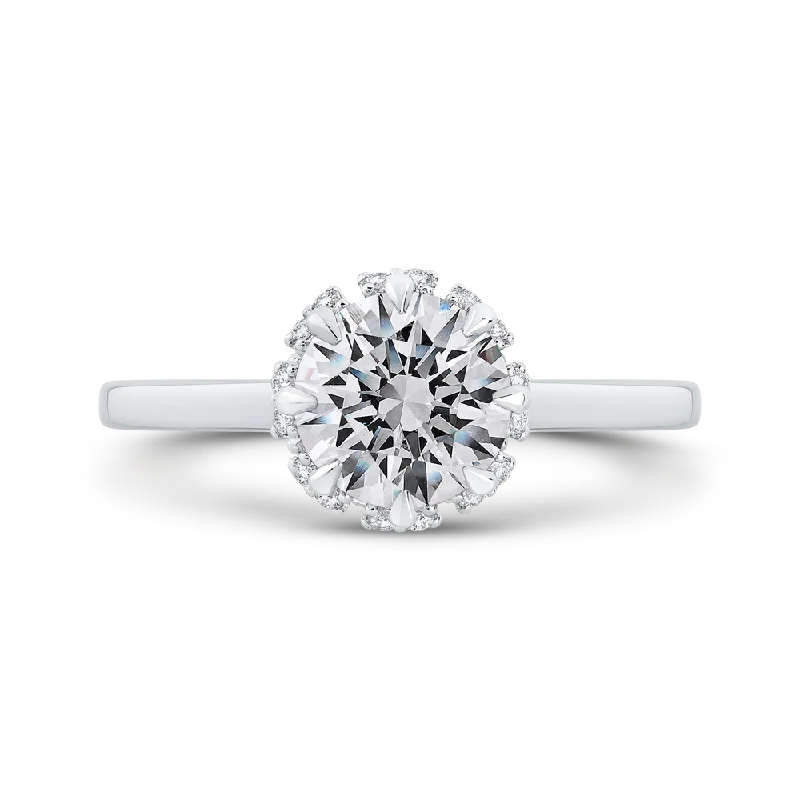 halo diamond engagement rings-14K White Gold Round Cut Diamond Engagement Ring (Semi Mount)