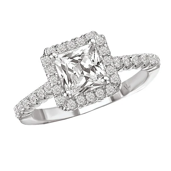 cushion-cut engagement rings-Halo Semi-Mount Diamond Ring