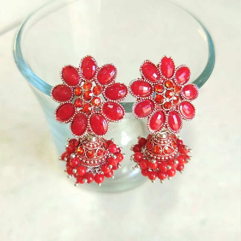 unique earrings for women-H K Fashion Silver Plated Crystal Stone Jhumki Earrings