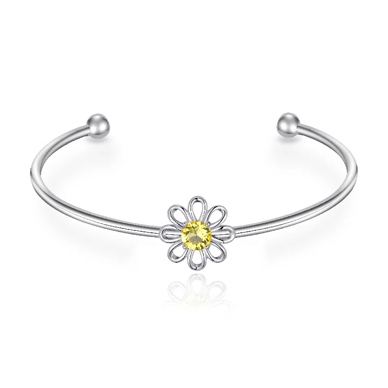 luxury bangles for women-Daisy Crystal Cuff Bangle Created with Zircondia® Crystals