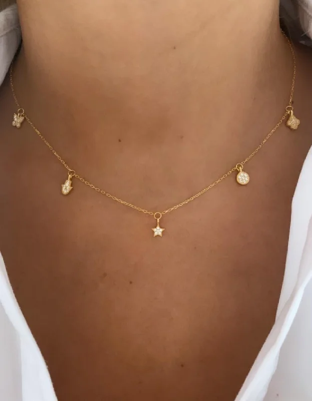 luxury pendant necklaces for women-Short Dainty Charms Necklace