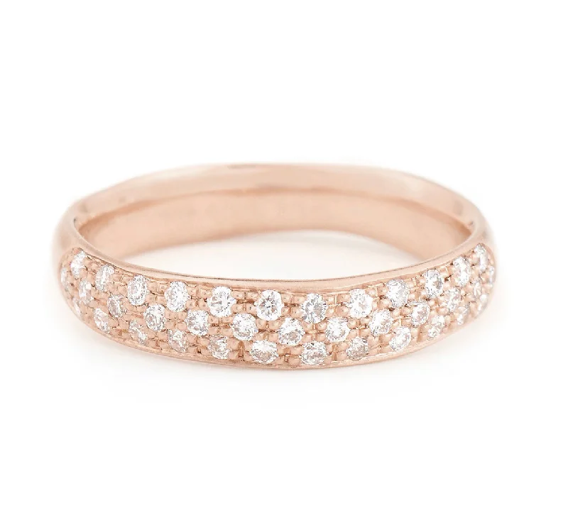 exclusive engagement rings for women-Triple Row Pavé Diamond Band