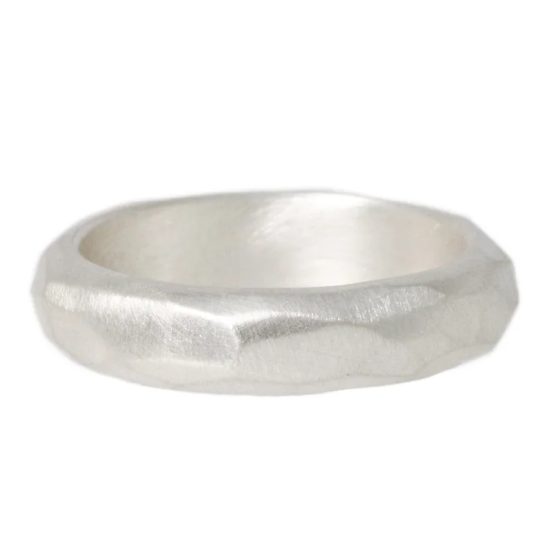 vintage rings for women-Narrow Faceted Band