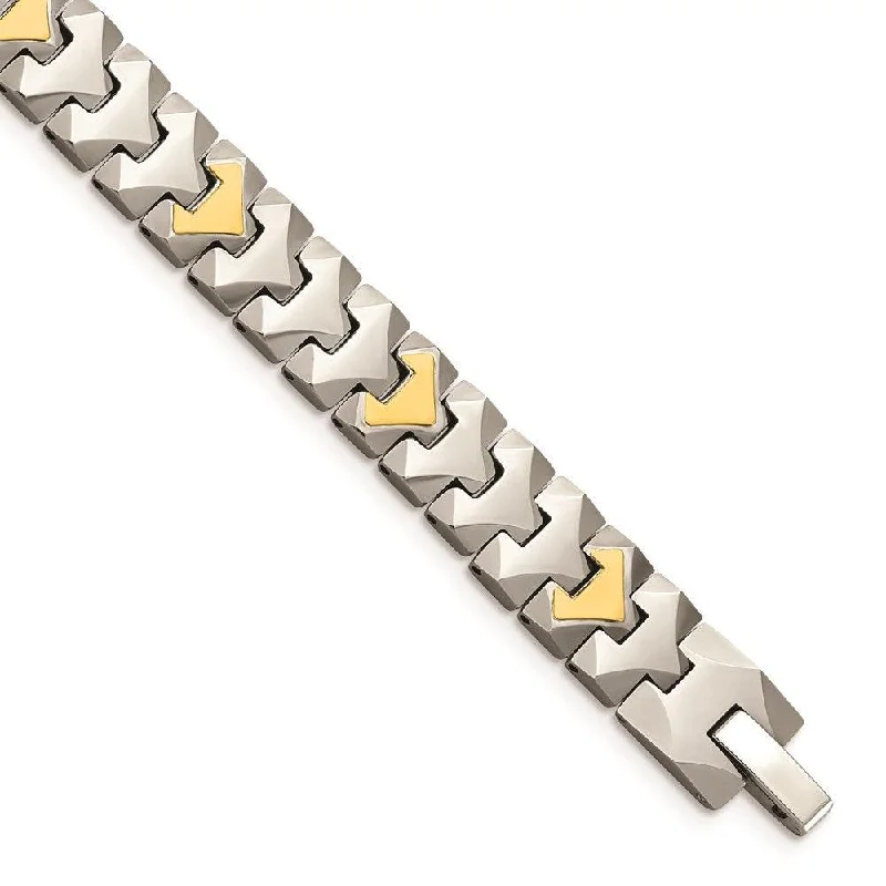 charm bracelets for women-Tungsten w/10k Polished Chevron Style Bracelet