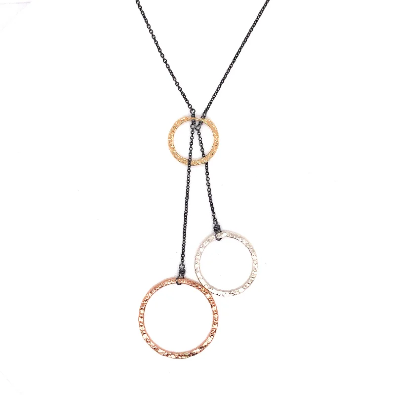 chic necklaces for women-Small 3 Hoop Lariat Necklace (N1467)