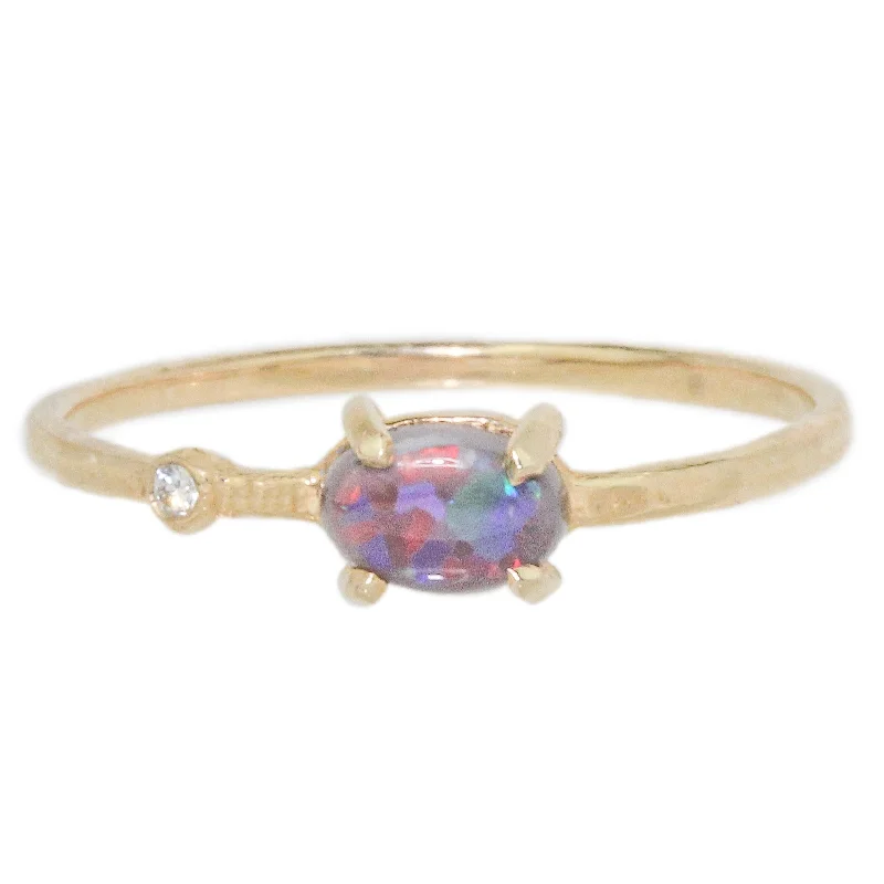 emerald-cut engagement rings for women-Australian Black Opal Wink Ring