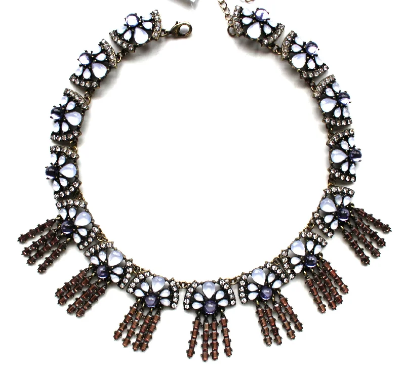 wedding necklaces for women-Shine Bright Lavandula Fringe Statement Necklace