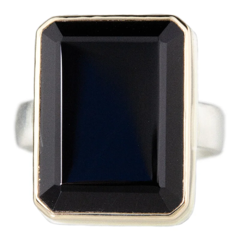 customized rings for women-Emerald Cut Black Onyx Ring