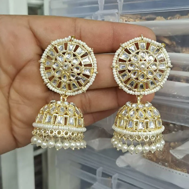 stud and hoop earrings for women-Manisha Jewellery Gold Plated Kundan Stone Jhumki Earrings