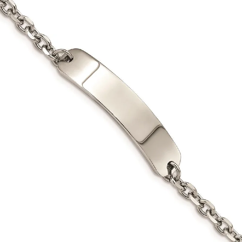 infinity bracelets for women-Stainless Steel Polished Cable Chain 8in ID Bracelet