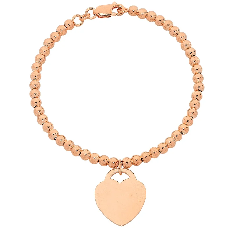 modern bangles for women-9ct Rose Gold Silver Infused Bracelet with Heart Charm