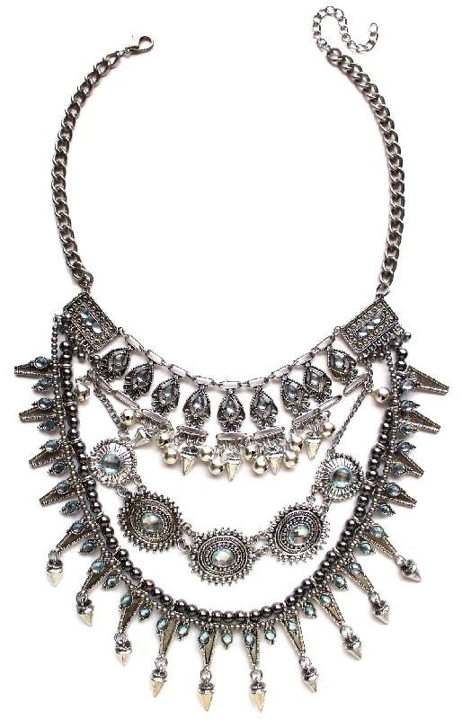 diamond necklaces for women-Layered Tribal Chime Statement Necklace