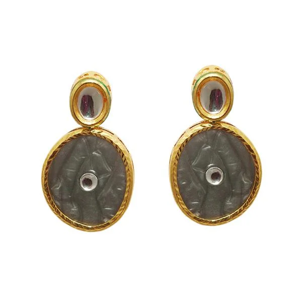 vintage stud earrings for women-Kriaa Kundan Resin Gold Plated Dangler Earrings - 1305443