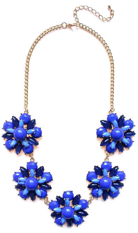 statement crystal necklaces for women-Floral Jeweled Gemstone Necklace- Royal