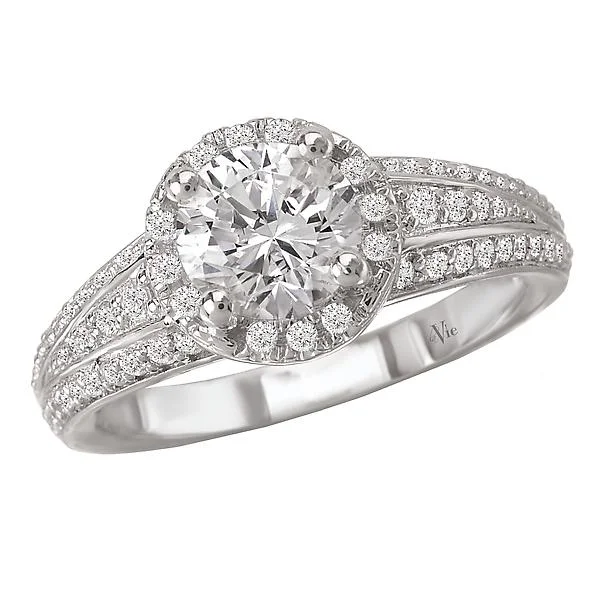 heart-shaped engagement rings-Halo Semi-Mount Diamond Ring