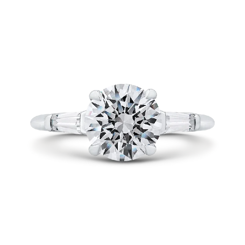 engagement rings with matching bands-14K White Gold Round Diamond Classic Engagement Ring (Semi Mount)