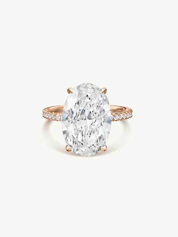 contemporary rings for women-Suma Oval-Shaped Brilliant Cut White Diamond Engagement Ring In 18K Rose Gold