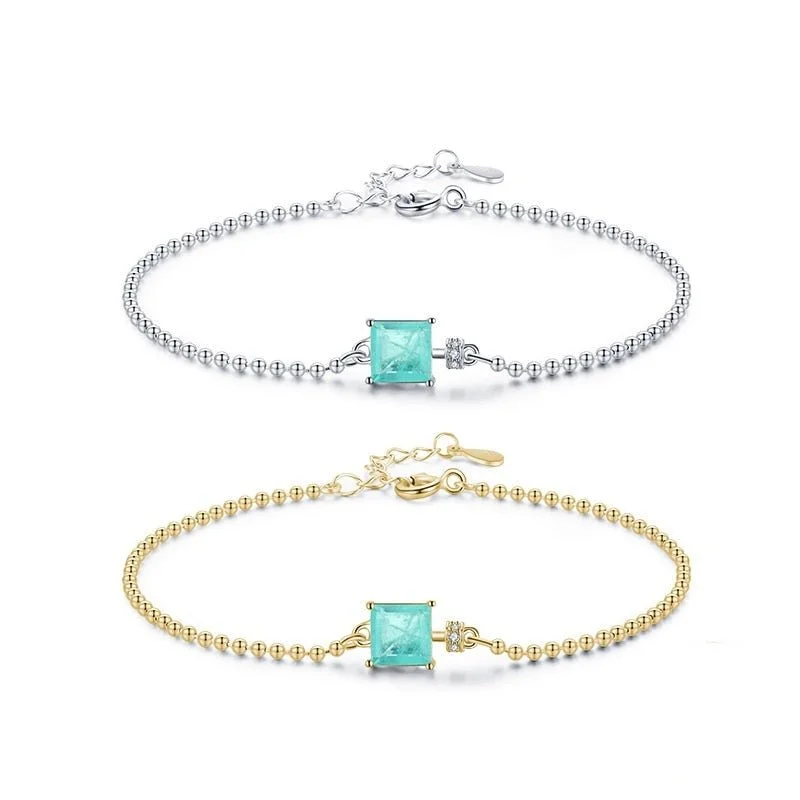 stacking bangles for women-Valerie Square Turquoise Bracelet