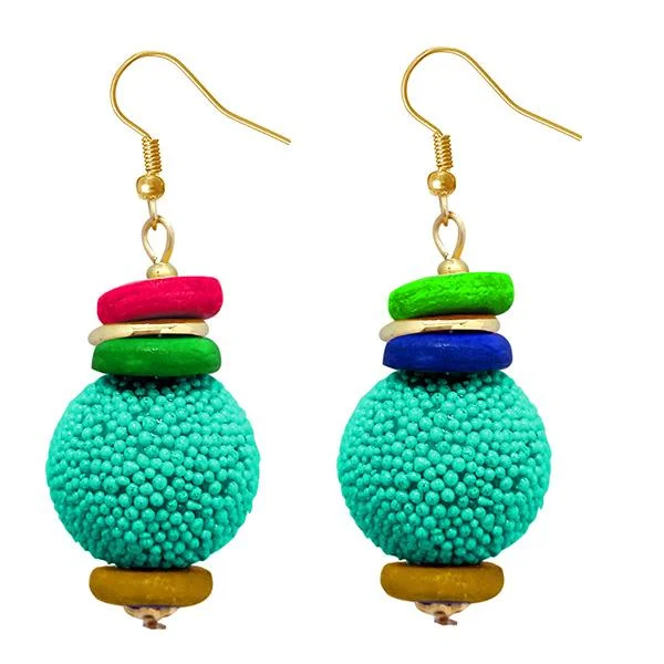 fashion earrings for women-Tip Top Fashions Gold Plated Green Beads Dangler Earrings - 1308361B