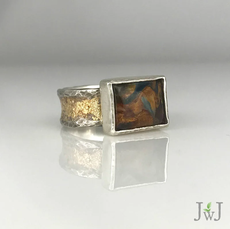 luxury rings for women-Pietersite Gold dusted Ring