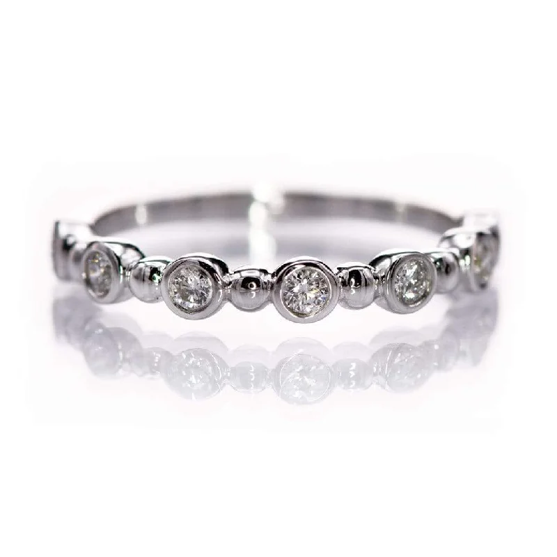 luxury rings for women-Becca Band - Diamond, Moissanite or Sapphire Bezel Set Stacking Half Eternity Anniversary Ring