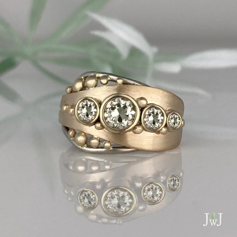 pear-shaped rings for women-Bubbles & Wake Ring (Four Stones)