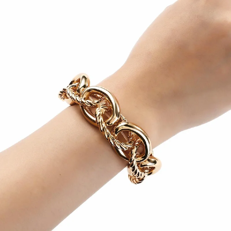 elegant wedding bangles for women-Thick Twist Chain Bracelets for Women Statement Metal Chain Bracelet