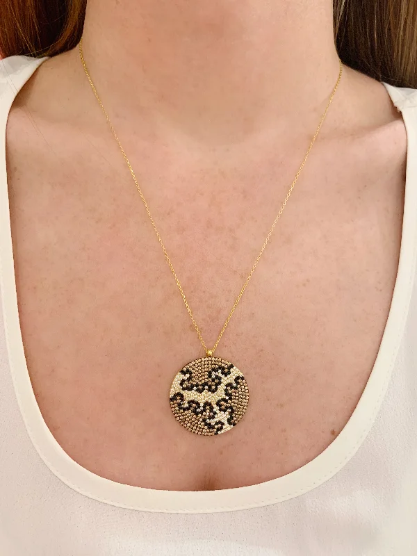 large pendant necklaces for women-Leopard Globe Necklace