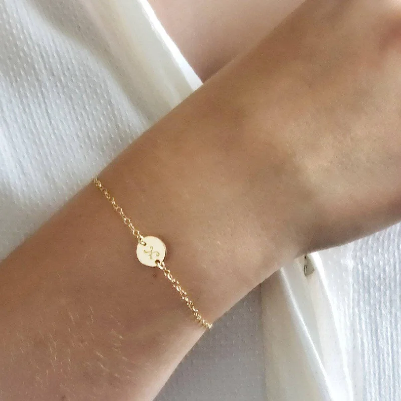 luxury diamond bracelets for women-Dainty Initial Bracelet