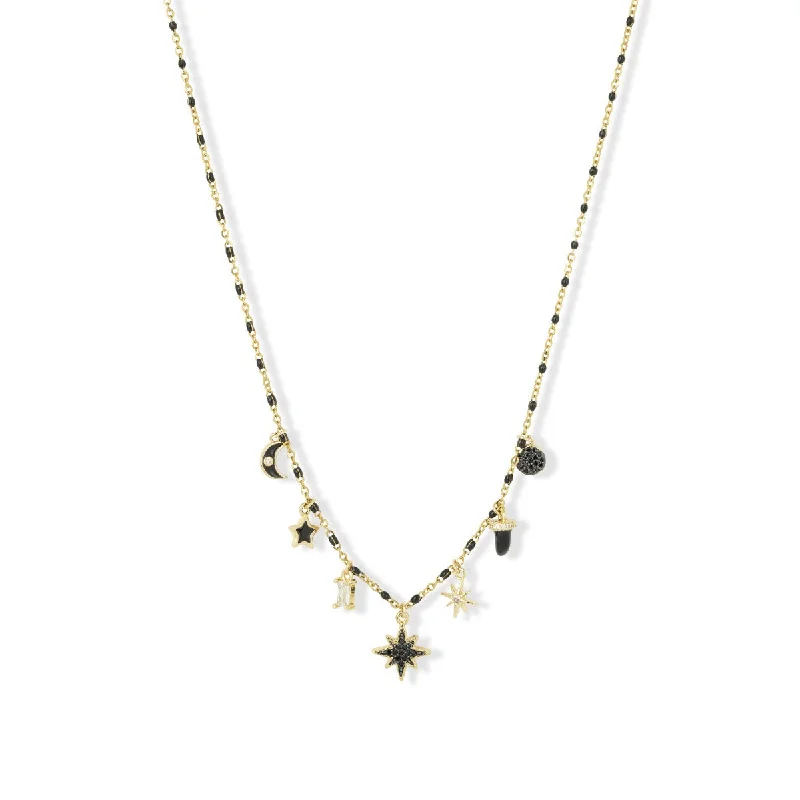 dainty chain necklaces for women-Ella Charm Necklace Black