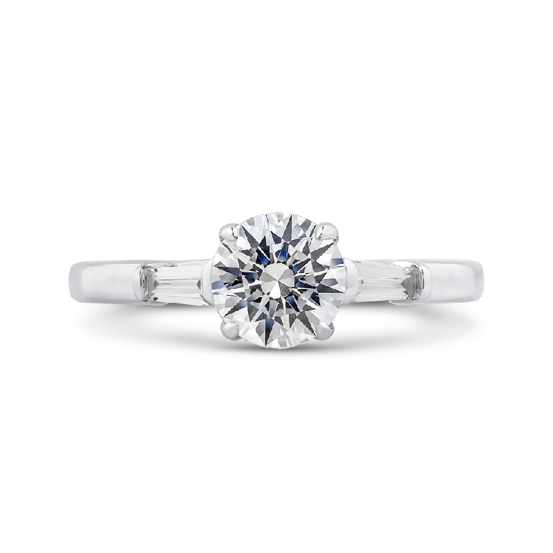 halo engagement rings-14K White Gold Round Diamond Engagement Ring (Semi Mount)