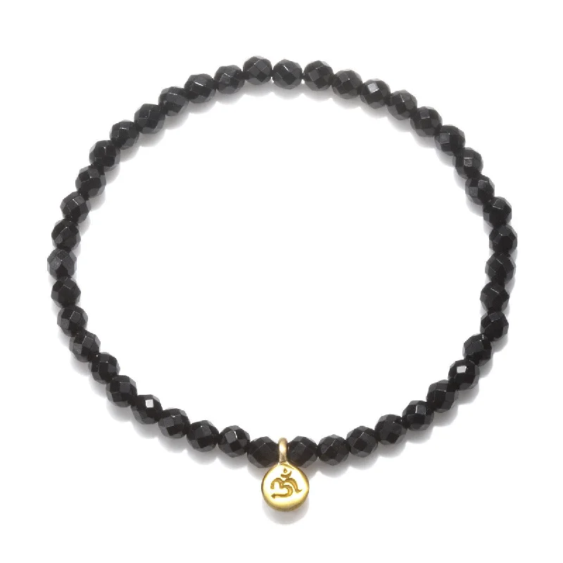 timeless bangles for women-Om Black Onyx Gemstone Bracelet