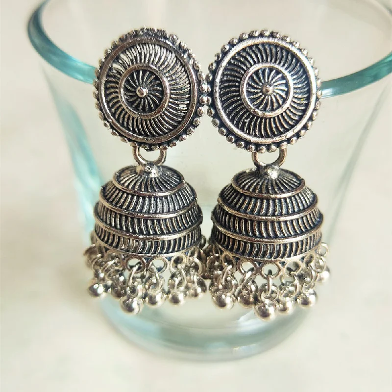 bridal hoop earrings for women-H K Fashion Silver Plated Jhumki Earrings